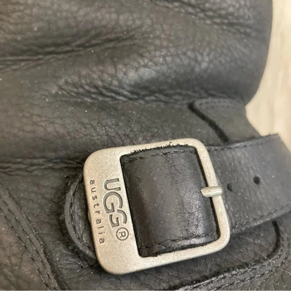 UGG Sz 6 Sutter  Water Resistant Mid-Calf Moto Leather Sheerling Lined Boots - Picture 11 of 11